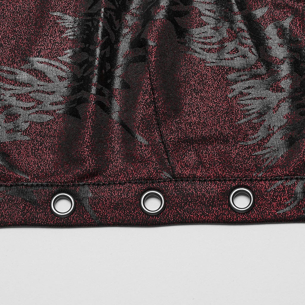 Damen Punk Ring Öse Neckholder Bustier Kastanienbraun - Gothic Shop