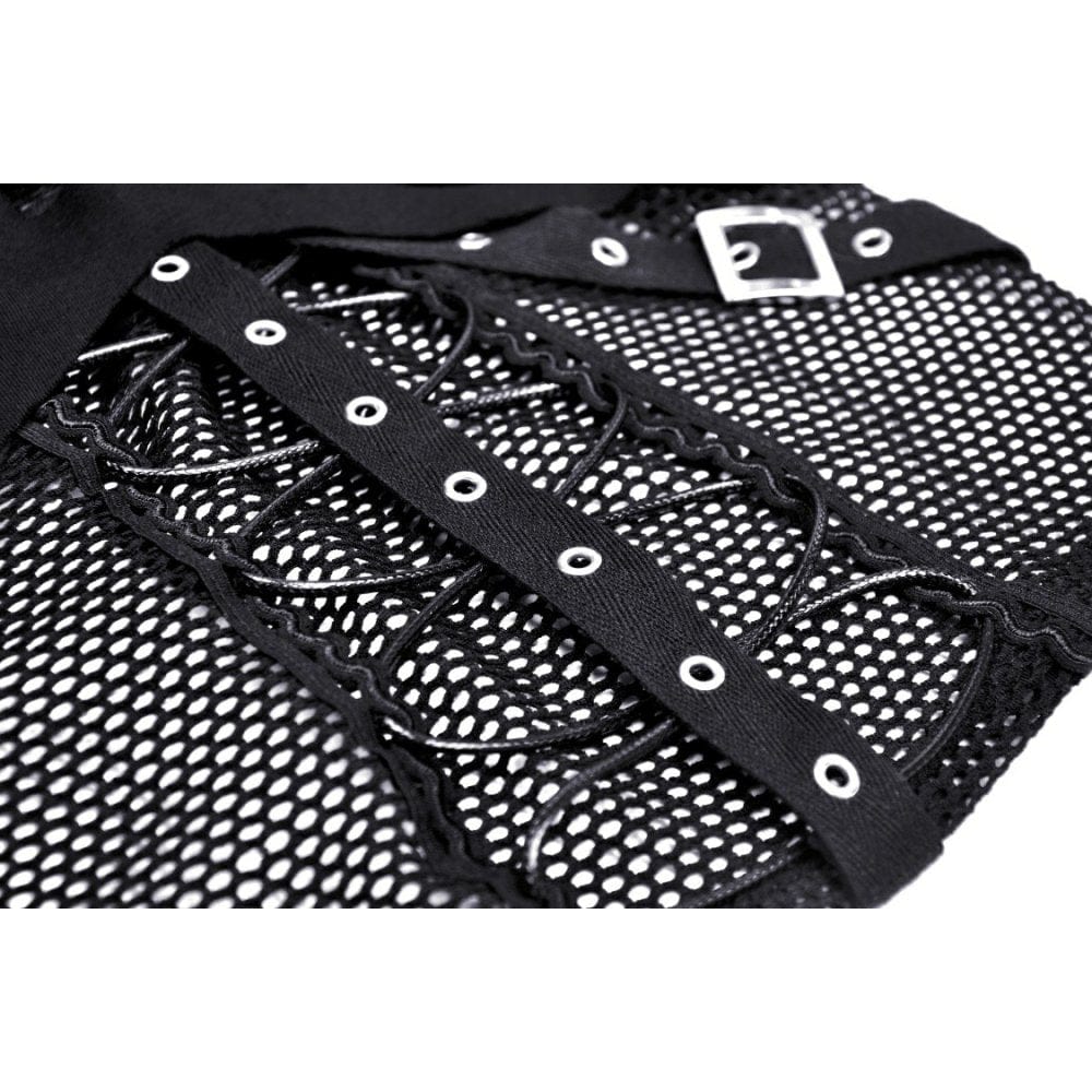 Damen Punk Ripped Mesh Splice Shirt - Gothic Shop