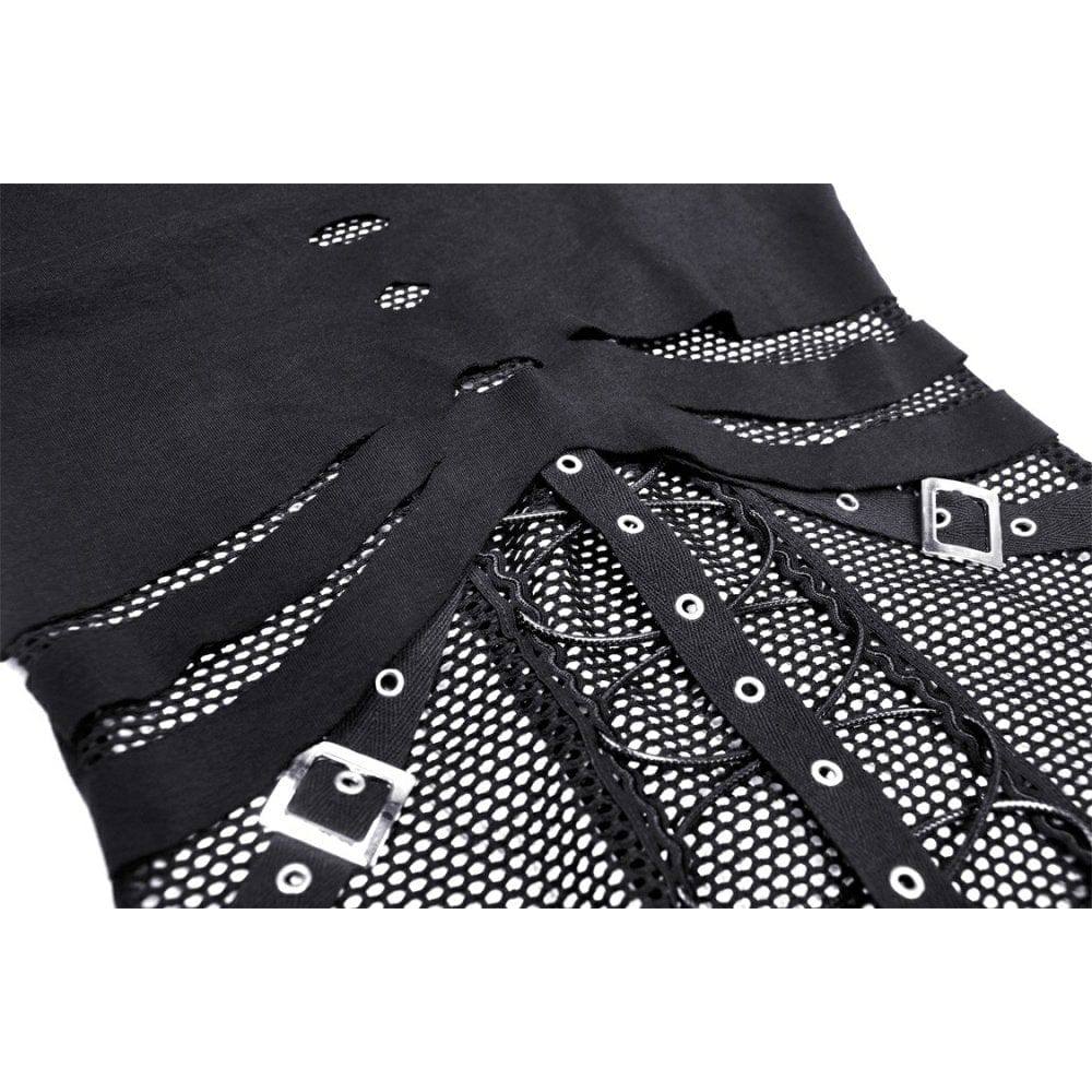 Damen Punk Ripped Mesh Splice Shirt - Gothic Shop