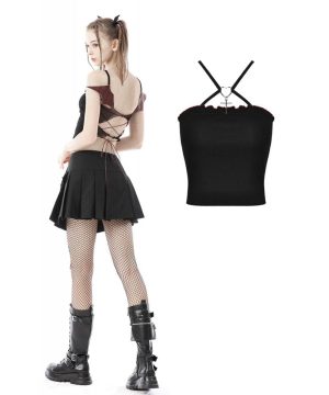 Damen Punk Rock Fledermausflügel rückenfreies Crop Top - Gothic Shop