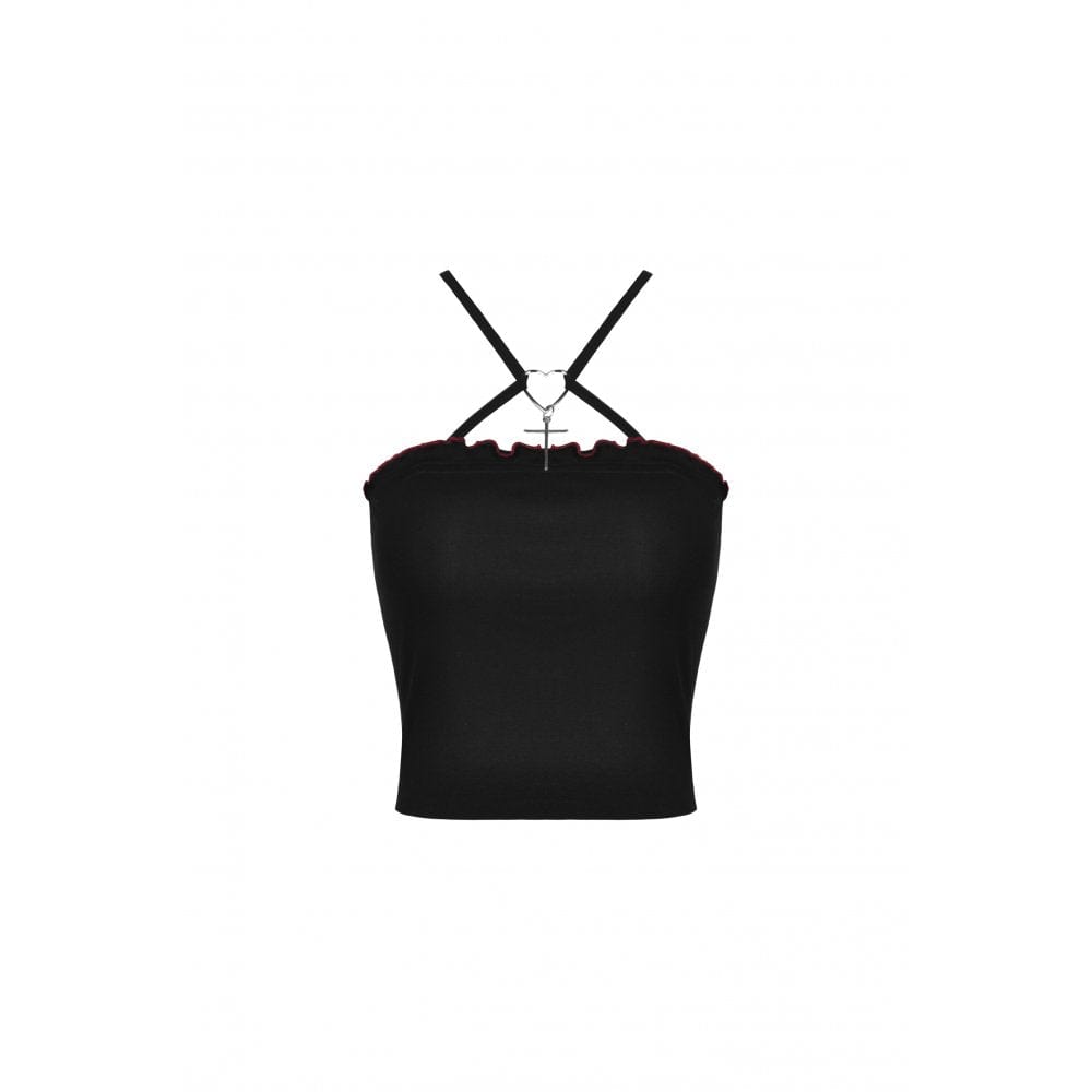 Damen Punk Rock Fledermausflügel rückenfreies Crop Top - Gothic Shop