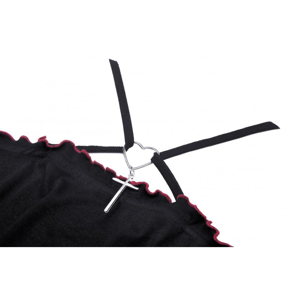 Damen Punk Rock Fledermausflügel rückenfreies Crop Top - Gothic Shop