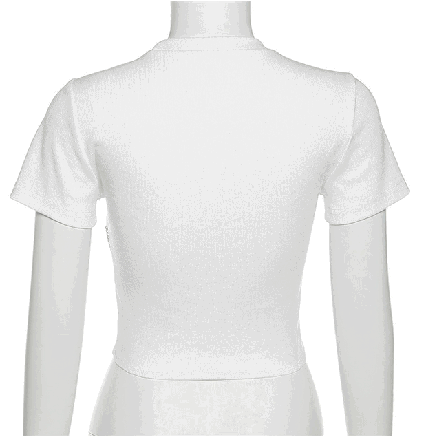 Damen Punk Rock Metal Chain Kurzärmeliges Crop Top - Gothic Shop
