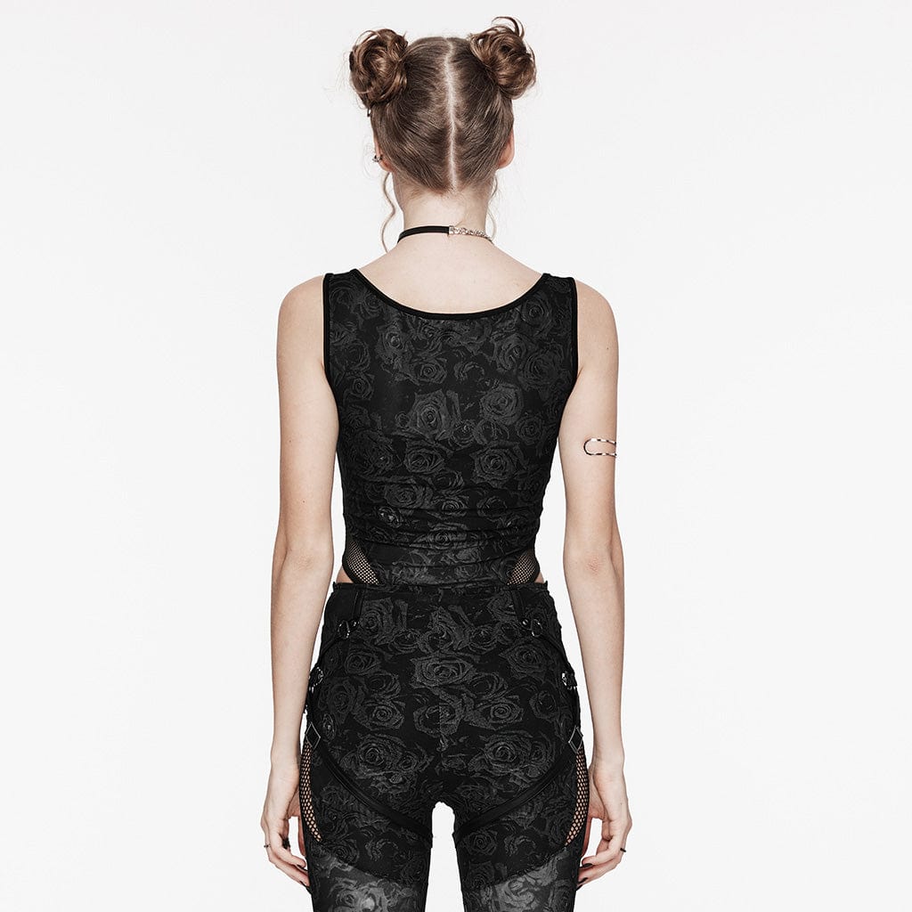 Damen Punk Rose Mesh Bodysuit Schwarz - Gothic Shop