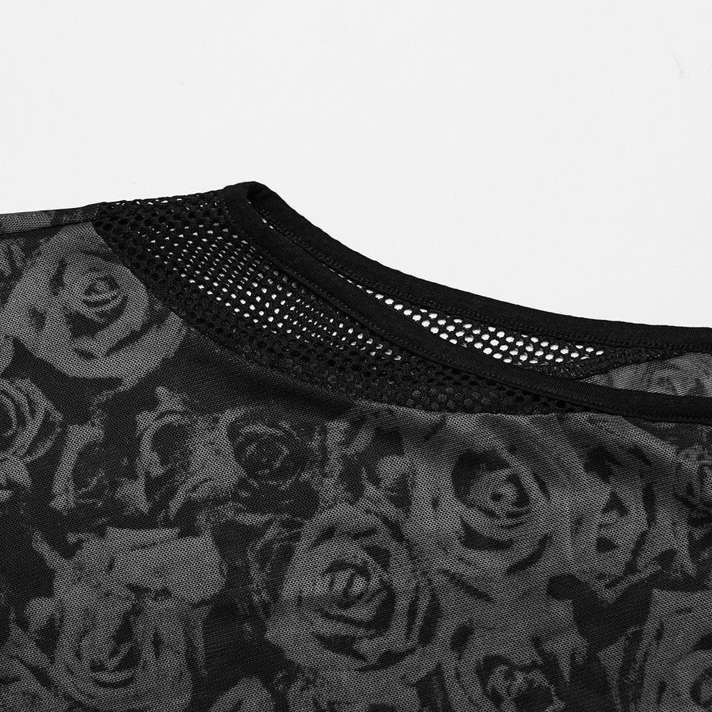 Damen Punk Rose Mesh Bodysuit Schwarz - Gothic Shop