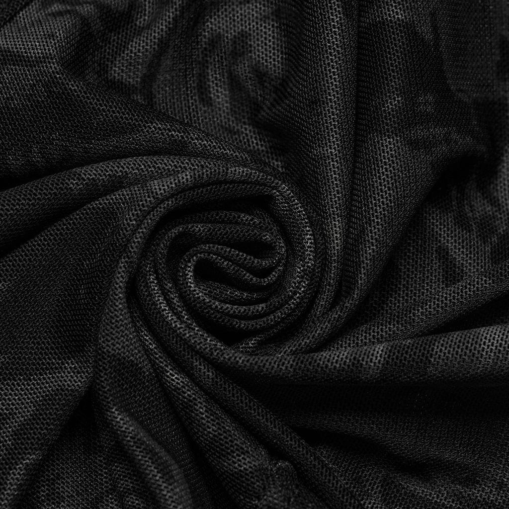 Damen Punk Slash Shoulder Neckholder Mesh Tank Top Schwarz - Gothic Shop