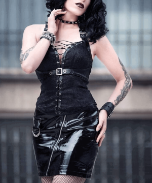 Damen Punk Sliant Zipper PU Skiny Röcke - Gothic Shop