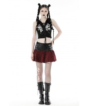 Damen Punk Strappy Ripped Weste mit Kapuze - Gothic Shop