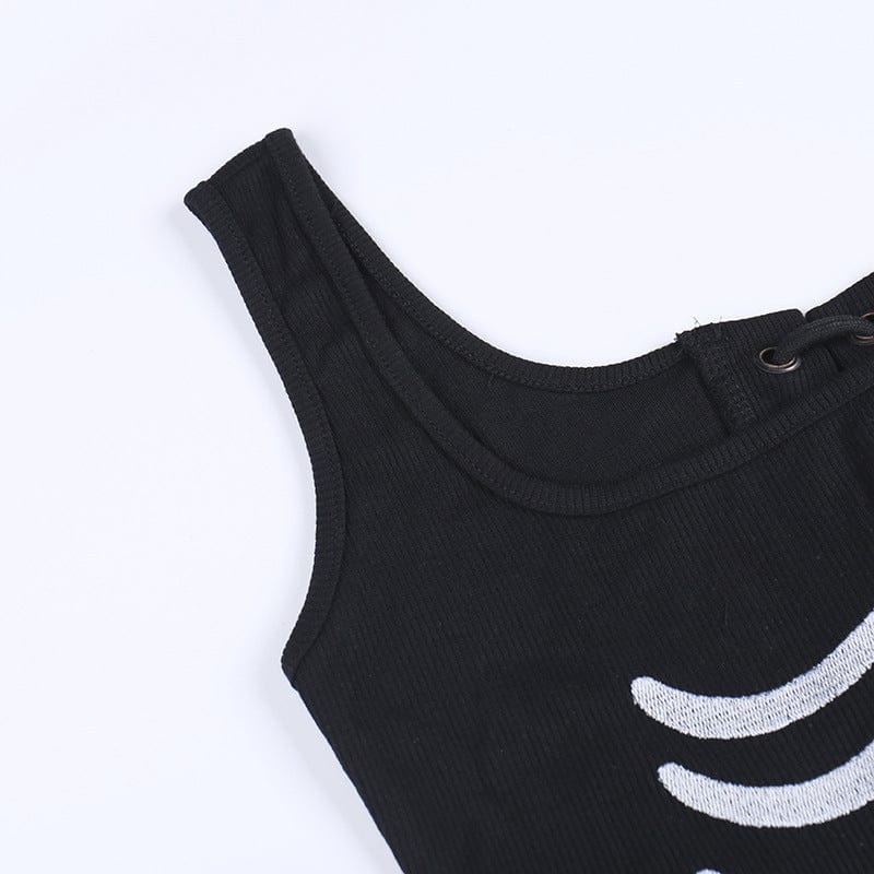 Damen Punk Strappy Skeleton Mesh Splice Bustier - Gothic Shop