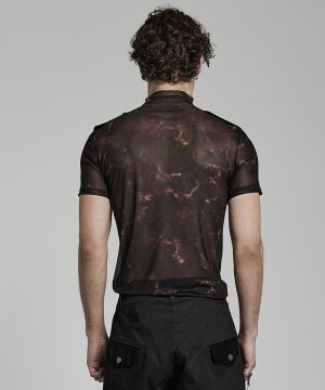 Herren-Punk-Flaming-Mesh-Hemd - Gothic Shop