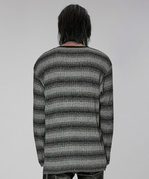 Herren-Punk-Pullover mit zweifarbigen Streifen - Gothic Shop