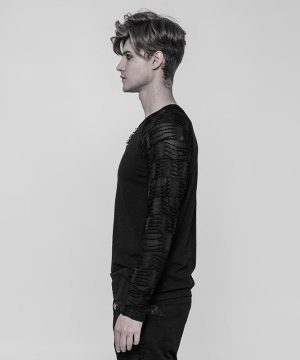 Herren-Punk-T-Shirt mit Distressed-Ärmeln - Gothic Shop