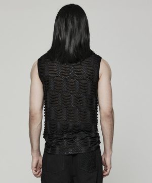 Herren Gothic Spider Mesh Ripped Tank Top - Gothic Shop