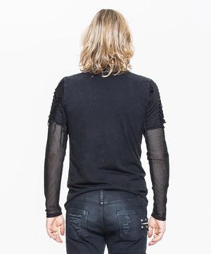 Punk-Mesh- und Distressed-Rip-T-Shirt für Herren - Gothic Shop