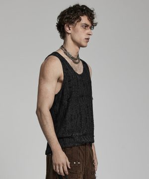 Punk-Tanktop mit Rissen für Herren - Gothic Shop