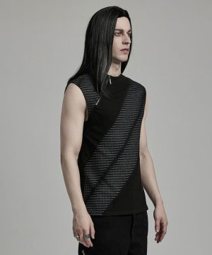Punk-Tanktop mit asymmetrischem Reißverschluss für Herren - Gothic Shop