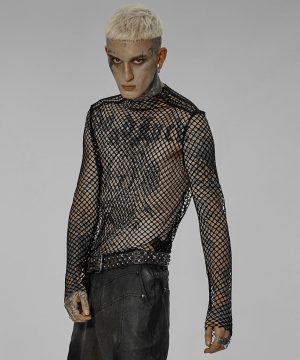 Transparentes Punk-Mesh-Hemd für Herren - Gothic Shop