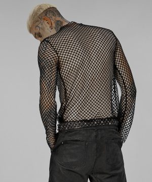 Transparentes Punk-Mesh-Hemd für Herren - Gothic Shop