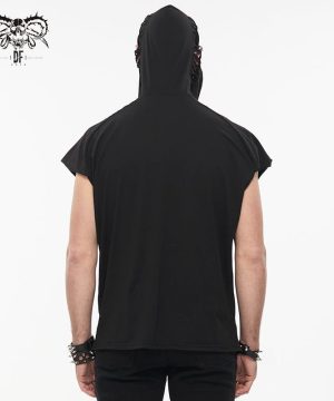 Zerrissenes Herrenhemd mit Punk-Totenkopf-Aufdruck - Gothic Shop