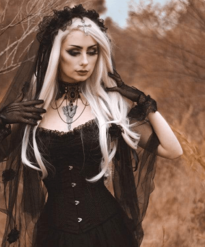 Mit Kreuz verzierter Gothic-Schleier für Damen - Gothic Shop