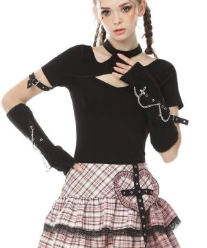 Lange Gothic-Handschuhe für Damen mit Metallketten - Gothic Shop