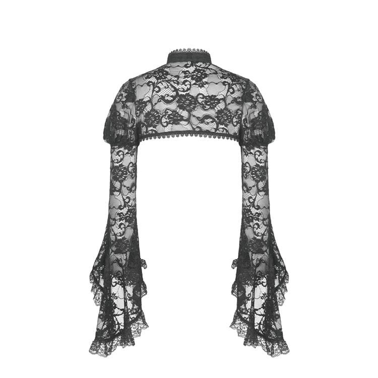 Damen-Umhang aus transparenter Gothic-Spitze mit Blumenmuster und Puffärmeln - Gothic Shop