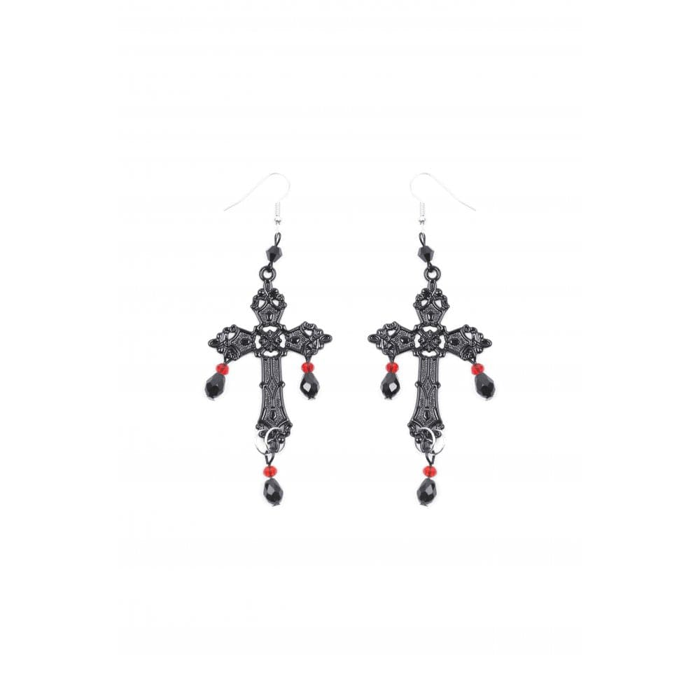 Gothic-Perlen-Kreuz-Ohrringe für Damen - Gothic Shop