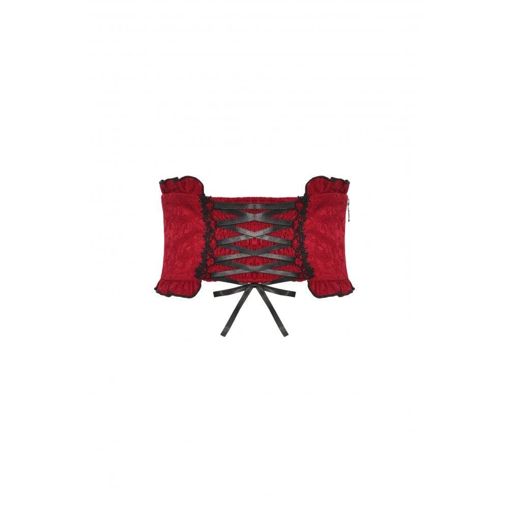 Damen-Unterbrustkorsett mit Gothic-Kreuz-Stickerei und Rüschen - Gothic Shop