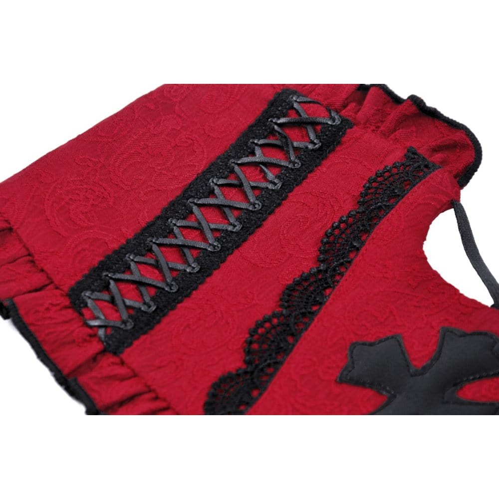 Damen-Unterbrustkorsett mit Gothic-Kreuz-Stickerei und Rüschen - Gothic Shop