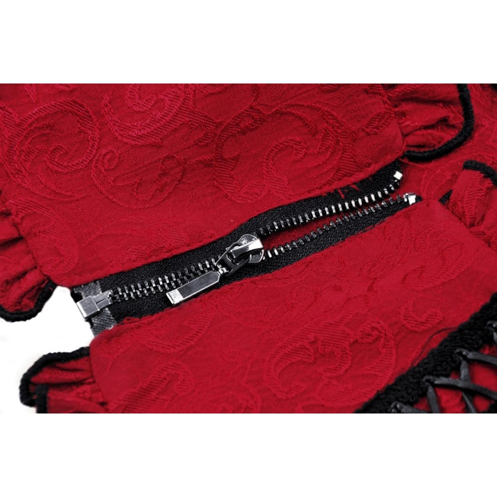 Damen-Unterbrustkorsett mit Gothic-Kreuz-Stickerei und Rüschen - Gothic Shop