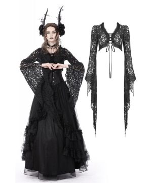 Gothic-Spitzenumhang mit ausgestellten Ärmeln für Damen - Gothic Shop