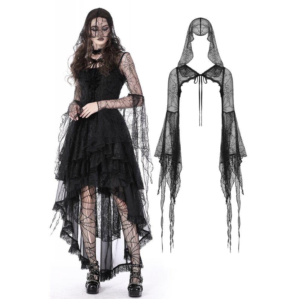Damen-Umhang mit ausgestellten Ärmeln und Kapuze im Gothic-Stil - Gothic Shop