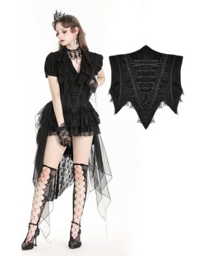 Damen-Unterbrustkorsett aus Kunstleder mit Gothic-Blumenstickerei - Gothic Shop