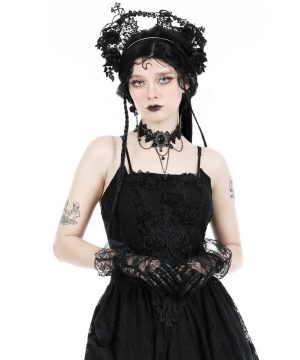 Gothic-Spitzenhalsband mit Edelsteinen für Damen - Gothic Shop