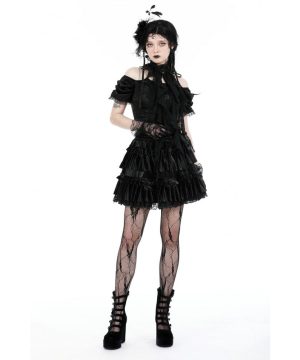 Damen-Krawatte mit unregelmäßiger, gerüschter Spitze im Gothic-Stil - Gothic Shop