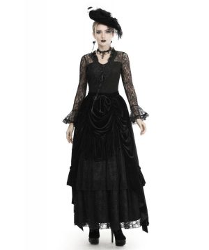 Gothic-Träger-T-Shirts mit Spitzenärmeln für Damen - Gothic Shop