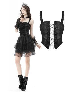 Damen-Gothic-Schnürkorsetts mit floralem Jacquard-Vollbrustkorsett - Gothic Shop