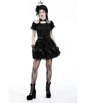 Schulterfreies Gothic-Schnürhemd für Damen - Gothic Shop