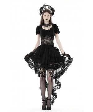 Damen-Gothic-Hemd mit Puffärmeln und Spitzenspleißen - Gothic Shop