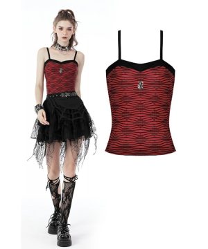 Gothic-Tanktop mit roten Streifen für Damen - Gothic Shop