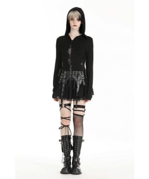 Gothic-Kapuzenpullover mit Rissen für Damen - Gothic Shop