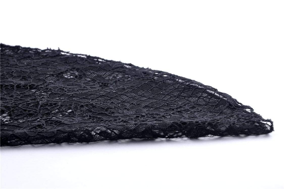 Damen-Tops im Gothic-Stil mit Rüschen, durchsichtiger Blumenspitze und Ärmeln - Gothic Shop