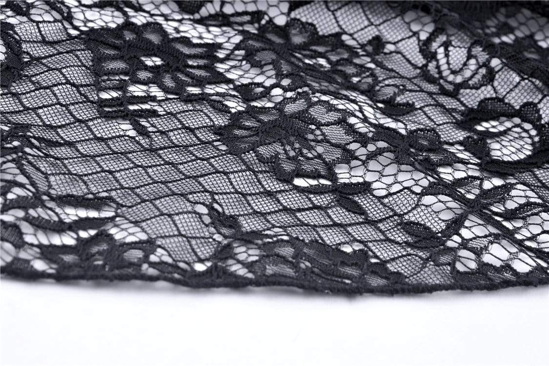 Damen-Tops im Gothic-Stil mit Rüschen, durchsichtiger Blumenspitze und Ärmeln - Gothic Shop