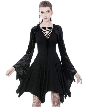 Gothic-Hexenumhänge aus glänzendem Samt für Damen mit spitzer Kappe - Gothic Shop