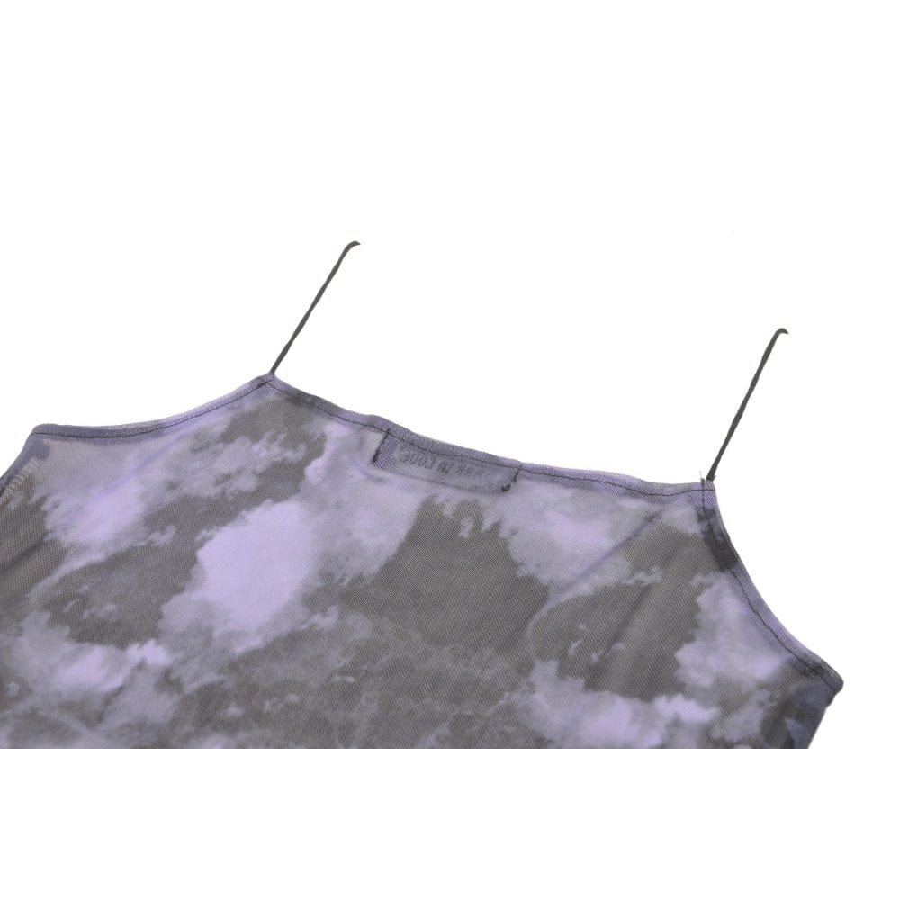 Damen-Tanktop mit gespleißter Spitze und Batikmuster im Grunge-Stil - Gothic Shop