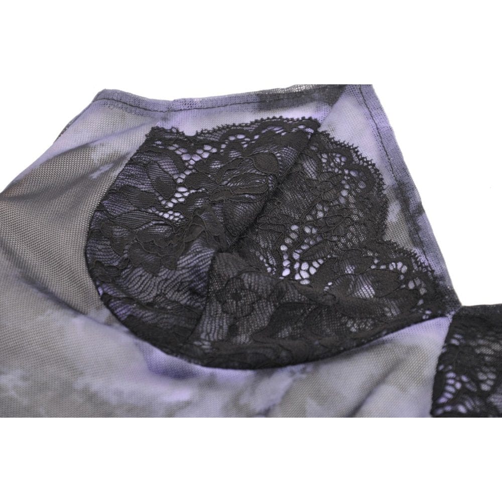 Damen-Tanktop mit gespleißter Spitze und Batikmuster im Grunge-Stil - Gothic Shop