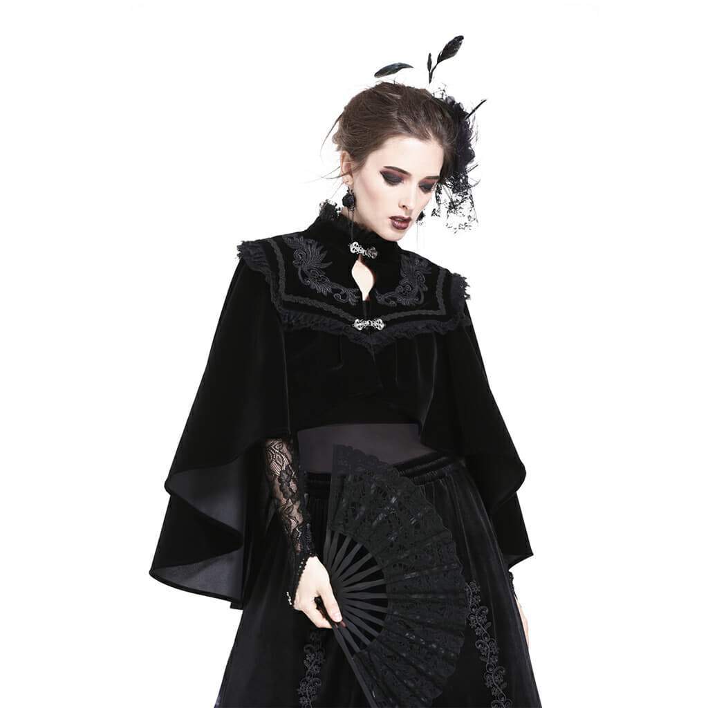 Hochgeschlossenes Velours-Gothic-Cape für Damen - Gothic Shop