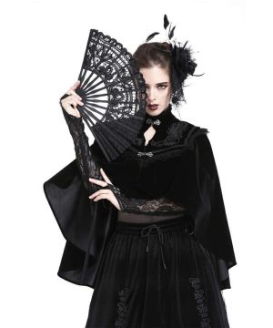 Hochgeschlossenes Velours-Gothic-Cape für Damen - Gothic Shop