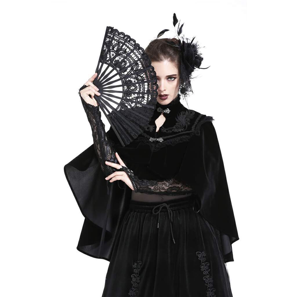 Hochgeschlossenes Velours-Gothic-Cape für Damen - Gothic Shop