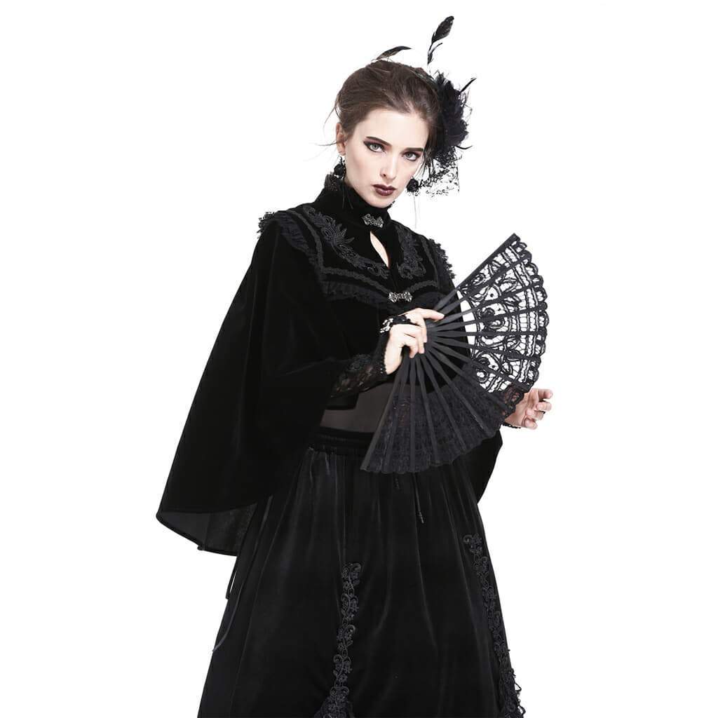 Hochgeschlossenes Velours-Gothic-Cape für Damen - Gothic Shop